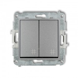 Wylaczniki-krzyzowe - włącznik krzyżowy podwójny srebrny metalik z piktogramem icon 7iwp-66 karlik