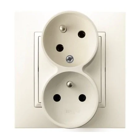 Gniazda-podwojne-podtynkowe - gniazdo podwójne z uziemieniem i funkcją niezamienności faz ecru gp-2uc/27 aria ospel 