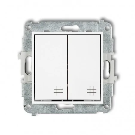 Wylaczniki-krzyzowe - włącznik krzyżowy podwójny biały mat z piktogramem icon 25iwp-66 karlik 