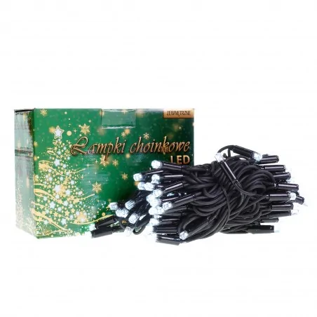 Oswietlenie-choinkowe - ch/0071 lampki choinkowe led 80 sztuk lz-led-80g zimna biel przewód czarny rum-lux 