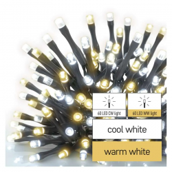 Oswietlenie-choinkowe - światełka na choinkę classic 120 led 12m ciepła + zimna biel ip44 timer d4an05 emos