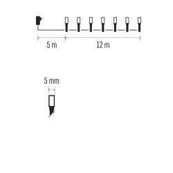 Oswietlenie-choinkowe - światełka na choinkę classic 120 led 12m ciepła + zimna biel ip44 timer d4an05 emos 