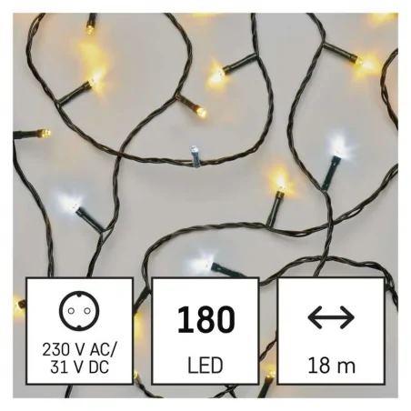 Oswietlenie-przemyslowe- - lampki choinkowe classic 80 led 8m ciepła biel + zimna biel miga ip44 timer d4an01 emos 