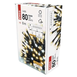 Oswietlenie-przemyslowe- - lampki choinkowe classic 80 led 8m ciepła biel + zimna biel miga ip44 timer d4an01 emos 