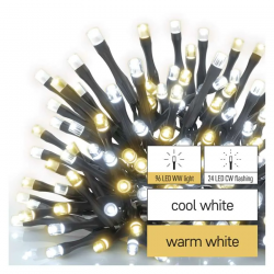 Oswietlenie-choinkowe - klasyczne lampki choinkowe classic 120 led 12m ciepła biel + zimna biel miga ip44 timer d4an02 emos