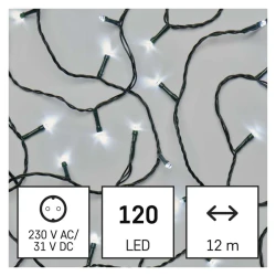 Oswietlenie-choinkowe - lampki choinkowe 120 led 12m zimna biel 8 programów ip44 d4ac08 emos 