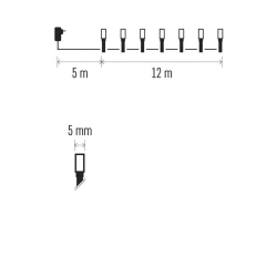 Oswietlenie-choinkowe - lampki choinkowe 120 led 12m zimna biel 8 programów ip44 d4ac08 emos 