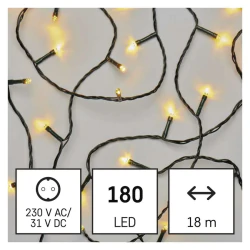 Oswietlenie-choinkowe - światełka na choinkę 180 led 18m ciepła biel zielony przewód 8 programów ip44 d4aw07 emos 