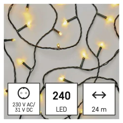 Oswietlenie-choinkowe - choinkowe światełka 240 led 24m ciepła biel zielony przewód 8 programów ip44 d4aw08 emos 