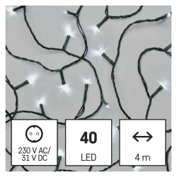 Oswietlenie-choinkowe - światełka na choinkę 4 metry classic 40 led zimna biel ip44 timer d4ac01 emos 