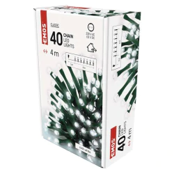 Oswietlenie-choinkowe - światełka na choinkę 4 metry classic 40 led zimna biel ip44 timer d4ac01 emos 