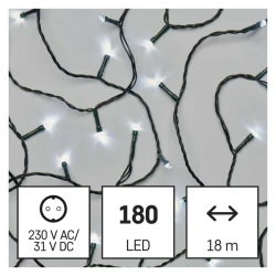 Oswietlenie-choinkowe - tradycyjne światełka na choinkę classic 180 led 18m zimna biel ip44 timer d4ac04 emos 