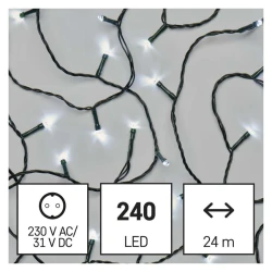 Oswietlenie-choinkowe - lampki choinkowe classic 240 led 24m zimna biel ip44 timer d4ac05 emos 