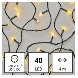 Oswietlenie-choinkowe - dekoracyjne światełka classic 40 led 4m ciepła biel zielony przewód ip44 timer d4aw01 emos 