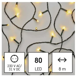 Oswietlenie-choinkowe - choinkowe oświetlenie classic 80 led 8m ciepła ip44 timer d4aw02 emos 