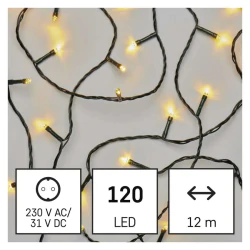 Oswietlenie-choinkowe - światełka na choinkę classic 120 led 12m ciepła biel ip44 timer d4aw03 emos 