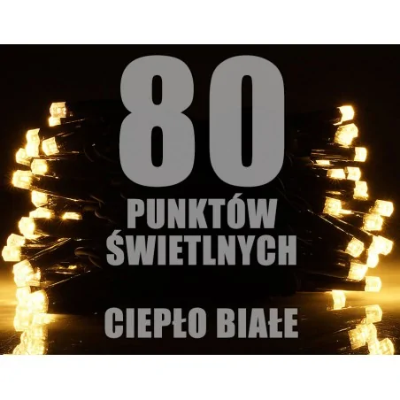Oswietlenie-choinkowe - ch/0158 lampki choinkowe led lz-led-80g ciepła biel rum-lux 