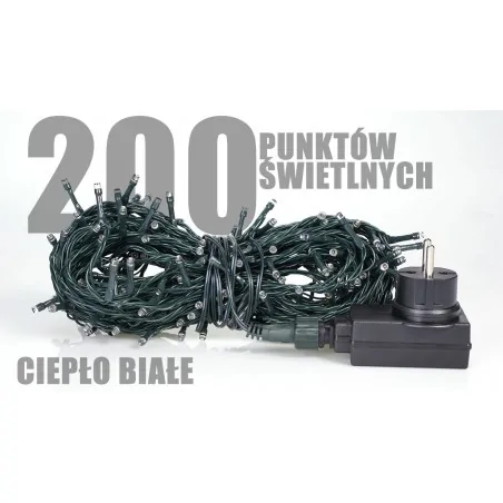 Oswietlenie-choinkowe - ch/0139 lampki choinkowe z programatorem lz-eco-led-200 ciepła biała rum-lux 