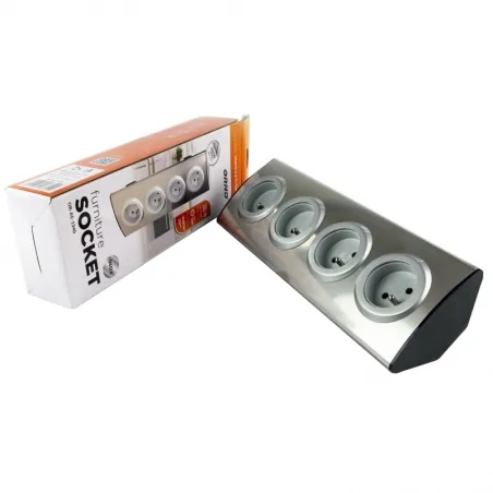 Gniazda-meblowe - gniazdo meblowe 4x z/u narożne inox or-ae-1340 orno 