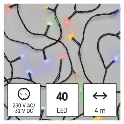 Oswietlenie-choinkowe - kolorowe światełka led choinkowe 4m multikolor 40xled ip44 timer d4am01 emos 