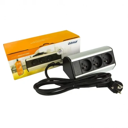 Gniazda-meblowe - gniazdo biurkowe potrójne z uchwytami montażowymi or-ae-13104 orno 