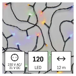 Oswietlenie-choinkowe - dekoracyjne lampki multikolorowe classic 120 led 12m ip44 timer d4am03 emos 