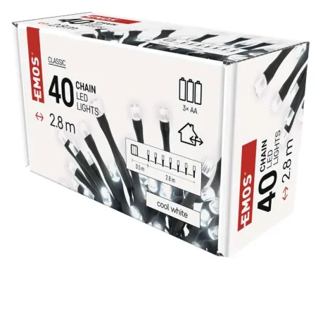 Oswietlenie-choinkowe - lampki choinkowe na baterie led światełka bezprzewodowe 40 led 2,8m 3xaa zimna biel ip44 timer d4fc01 emos 