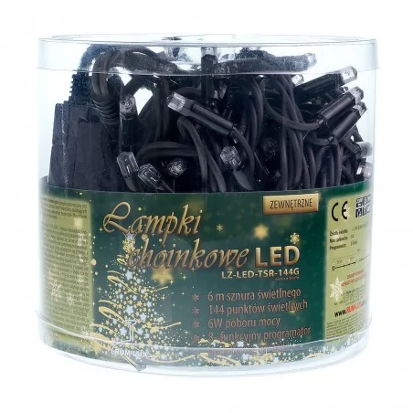 Oswietlenie-choinkowe - ch/0101 lampki choinkowe led z programatorem i dodatkowym gniazdem lz-led-tsr-144g zimna biała rum-lux 