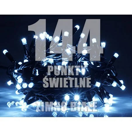 Oswietlenie-choinkowe - ch/0101 lampki choinkowe led z programatorem i dodatkowym gniazdem lz-led-tsr-144g zimna biała rum-lux 