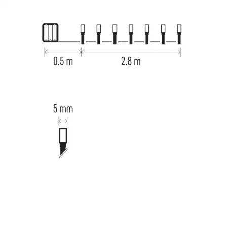 Oswietlenie-choinkowe - ciepłe choinkowe światełka klasyczne ciepłe 40 led 2,8m na baterie aa ip44 timer d4fw01 emos 