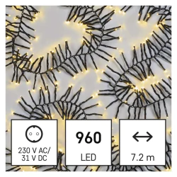 Oswietlenie-choinkowe - lampki choinkowe jeżyk cluster 960led 7,2m ciepła 64 programów ip44 d4bw08 emos 