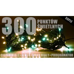 Oswietlenie-choinkowe - ch/0149 lampki choinkowe sople lzs-eco-led-300 ciepła biała z flashem rum-lux 