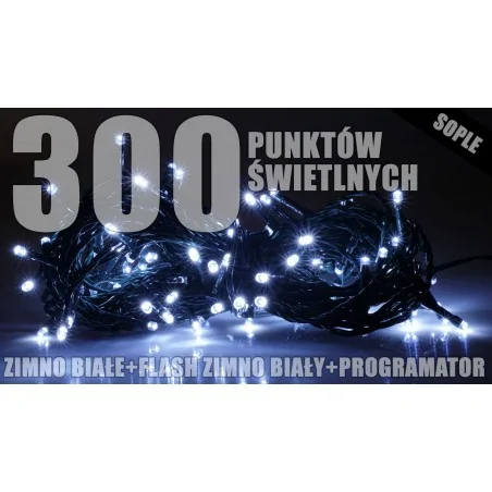 Oswietlenie-choinkowe - ch/0150 lampki choinkowe sople lzs-eco-led-flash-300 z flashem zimne rum-lux 