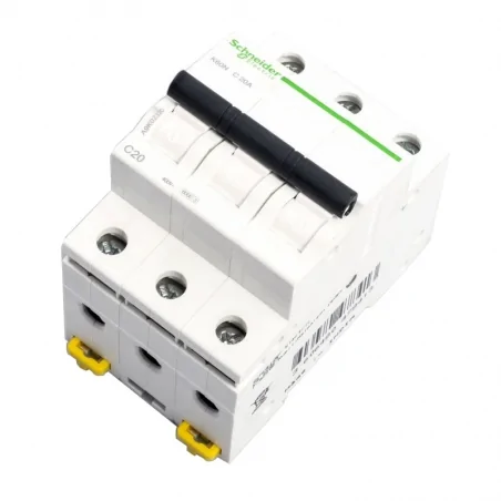 Wylaczniki-nadpradowe-bezpieczniki - bezpiecznik wyłącznik nadprądowy trójbiegunowy c 20a a9k02320 schneider electric 