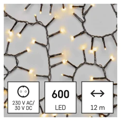Oswietlenie-choinkowe - lampki na choinkę jeżyk ledx600szt. classic cluster 12m ciepła czarny ip44 timer d4bw03 emos 
