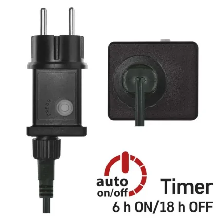 Oswietlenie-choinkowe - lampki na choinkę jeżyk ledx600szt. classic cluster 12m ciepła czarny ip44 timer d4bw03 emos 