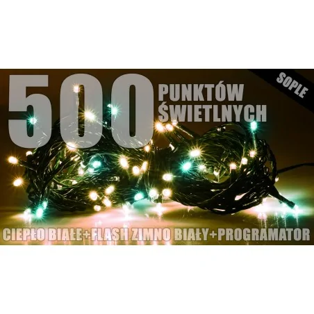 Oswietlenie-choinkowe - ch/0154 lampki choinkowe sople lzs-eco-led-flash-500 ciepła rum-lux 