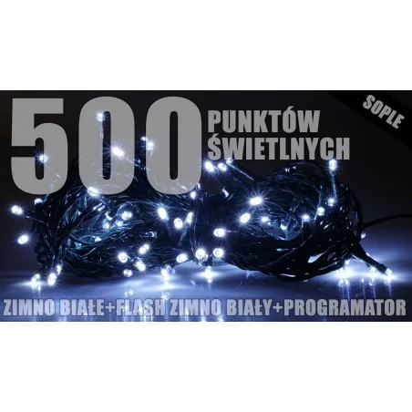 Oswietlenie-choinkowe - ch/0155 lampki choinkowe sople lzs-eco-led-flash-500 zimne rum-lux 
