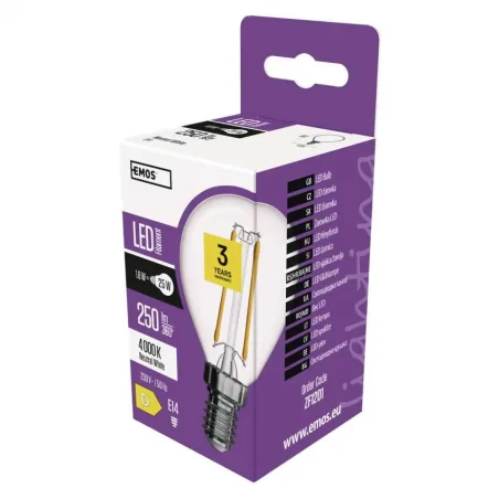 Gwint-trzonek-e14 - led-owa żarówka filament mini globe e14 1,8w (25w) 250lm neutralna biel zf1201 emos 