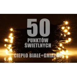 Oswietlenie-choinkowe - ch/0098 lampki choinkowe led z dodatkowym gniazdem lw-led-50g ciepła biała rum-lux 