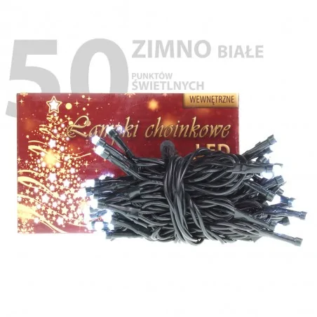 Oswietlenie-choinkowe - ch/0097 lampki choinkowe led z dodatkowym gniazdem lw-led-50g zimna biała rum-lux 