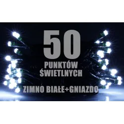 Oswietlenie-choinkowe - ch/0097 lampki choinkowe led z dodatkowym gniazdem lw-led-50g zimna biała rum-lux 