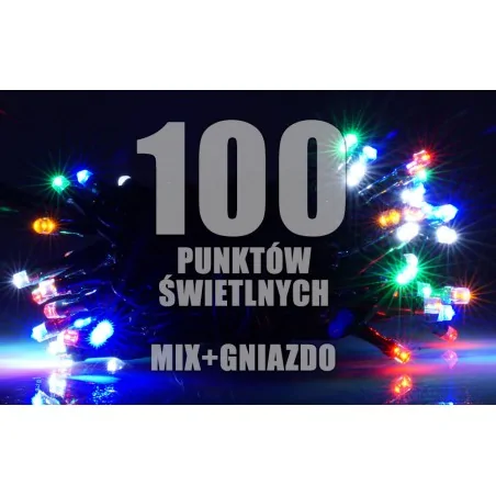 Oswietlenie-choinkowe - lampki choinkowe led kolorowe tradycyjne z gniazdem 100 diod 
