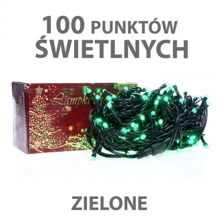 Oswietlenie-choinkowe - lampki choinkowe led z dodatkowym gniazdem 100szt. zielone 