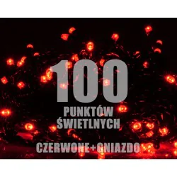 Oswietlenie-choinkowe - ch/0025 lampki choinkowe led z dodatkowym gniazdem lw-led-100g czerwone rum-lum 