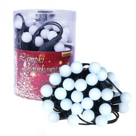 Oswietlenie-choinkowe - ch/0103 lampki choinkowe mleczne kulki led z dodatkowym gniazdem lw-led-sball-50g zimne rum-lux 