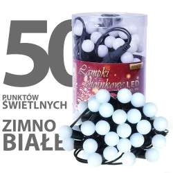 Oswietlenie-choinkowe - ch/0103 lampki choinkowe mleczne kulki led z dodatkowym gniazdem lw-led-sball-50g zimne rum-lux 