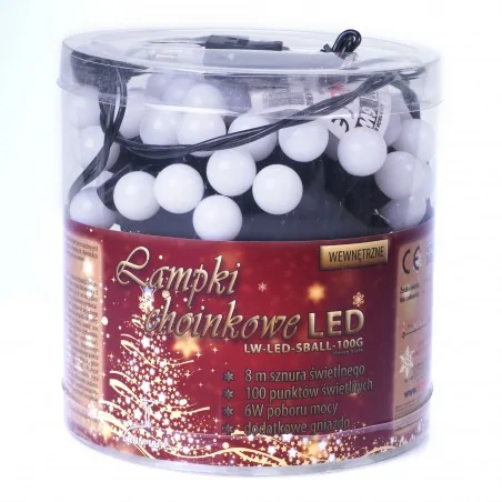 Oswietlenie-choinkowe - ch/0107 lampki choinkowe led kulki mleczne z dodatkowym gniazdem lw-led-sball-100g ciepłe rum-lux 