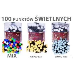 Oswietlenie-choinkowe - ch/0107 lampki choinkowe led kulki mleczne z dodatkowym gniazdem lw-led-sball-100g ciepłe rum-lux 