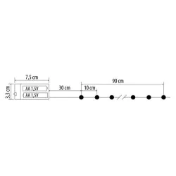 Oswietlenie-choinkowe - ch/0113 lampki wewnętrzne led krople światła lw-led-ks-10 zimna barwa 2xaa rum-lux 